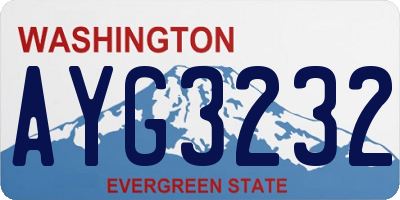 WA license plate AYG3232