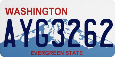WA license plate AYG3262