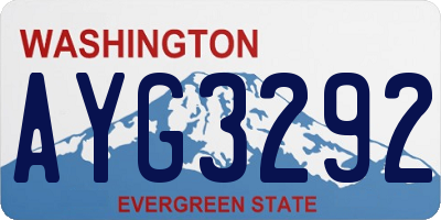 WA license plate AYG3292
