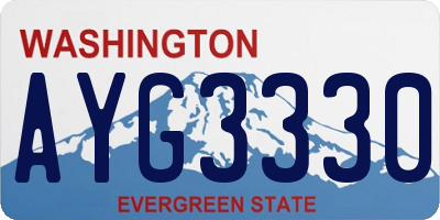 WA license plate AYG3330