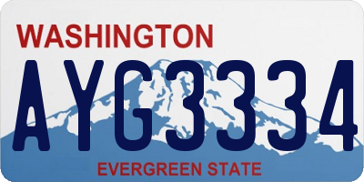 WA license plate AYG3334