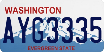 WA license plate AYG3335