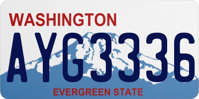 WA license plate AYG3336