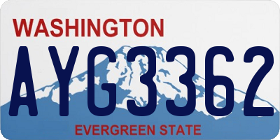 WA license plate AYG3362