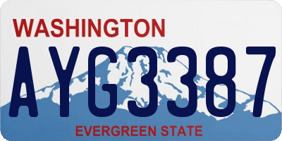 WA license plate AYG3387