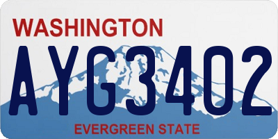 WA license plate AYG3402