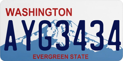 WA license plate AYG3434