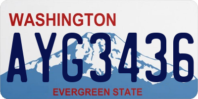 WA license plate AYG3436