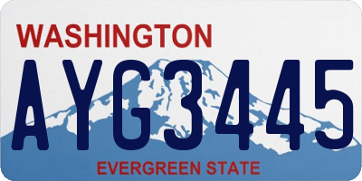WA license plate AYG3445