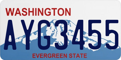 WA license plate AYG3455