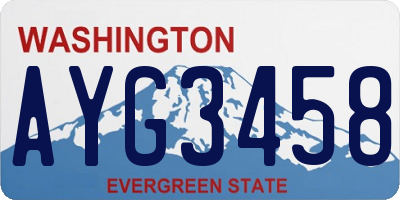 WA license plate AYG3458