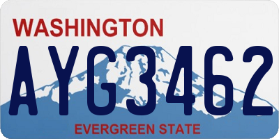 WA license plate AYG3462