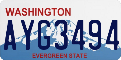 WA license plate AYG3494