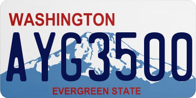WA license plate AYG3500