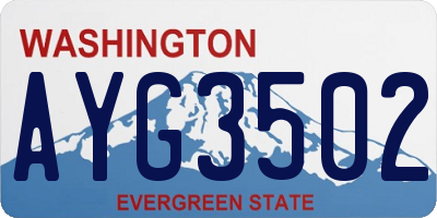 WA license plate AYG3502