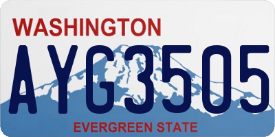 WA license plate AYG3505