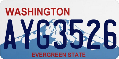 WA license plate AYG3526