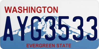WA license plate AYG3533