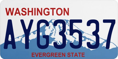 WA license plate AYG3537