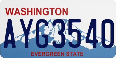 WA license plate AYG3540