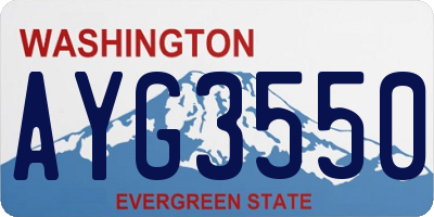 WA license plate AYG3550