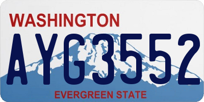 WA license plate AYG3552