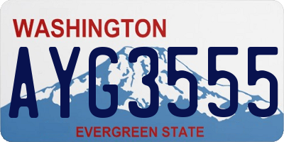 WA license plate AYG3555