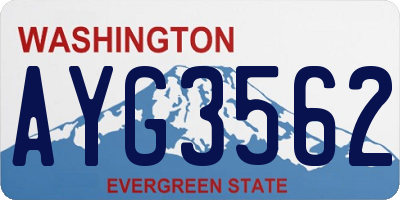 WA license plate AYG3562