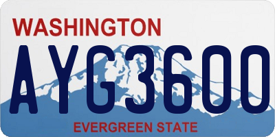 WA license plate AYG3600