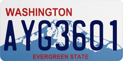 WA license plate AYG3601