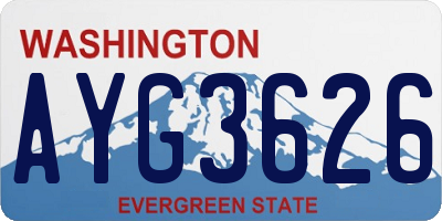 WA license plate AYG3626