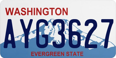 WA license plate AYG3627