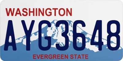WA license plate AYG3648