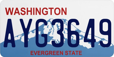 WA license plate AYG3649