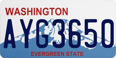 WA license plate AYG3650
