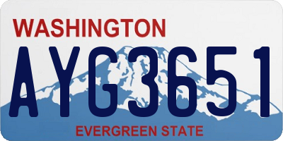 WA license plate AYG3651