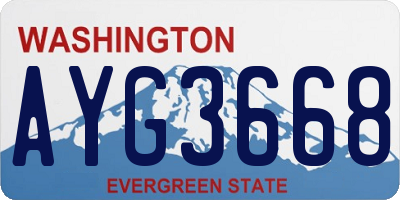 WA license plate AYG3668