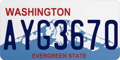 WA license plate AYG3670