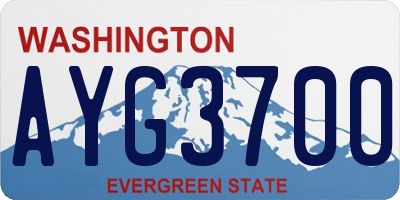 WA license plate AYG3700