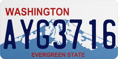 WA license plate AYG3716