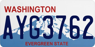 WA license plate AYG3762