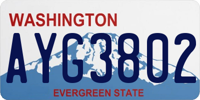 WA license plate AYG3802
