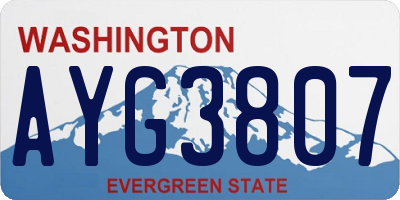WA license plate AYG3807