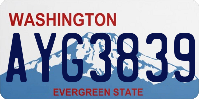 WA license plate AYG3839
