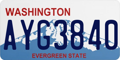 WA license plate AYG3840