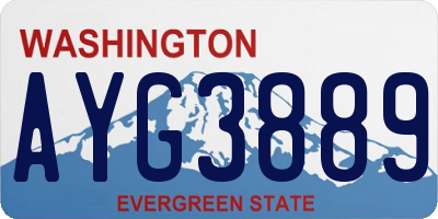 WA license plate AYG3889