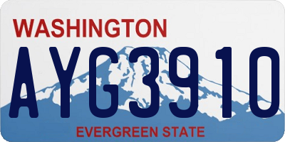 WA license plate AYG3910