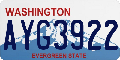 WA license plate AYG3922