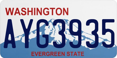 WA license plate AYG3935