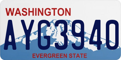 WA license plate AYG3940